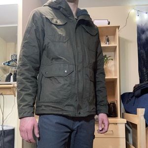 Army Green Canvas Fleece Lined Jacket